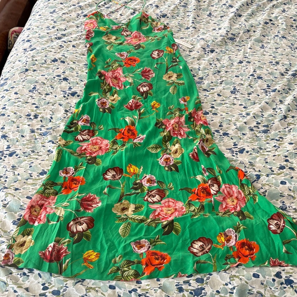 Alice + Olivia Loma Maxi Slipdress Hamptons Floral Green Maxi Dress size 8 NWT